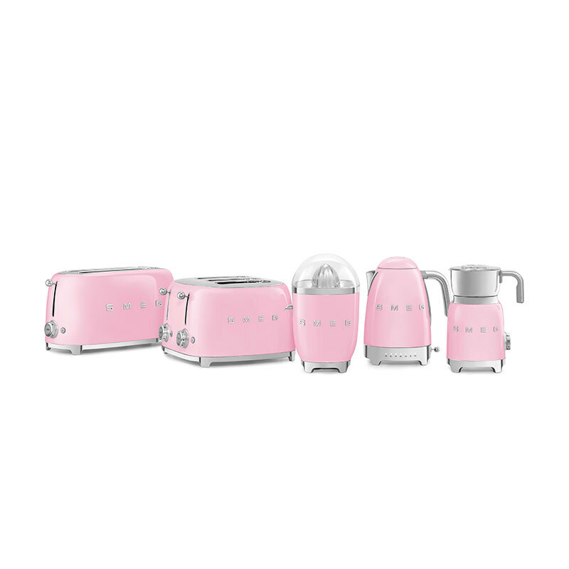 Exprimidor eléctrico Smeg CJF11PKEU – Retro rosa, Sensor presión 70 W, Piezas aptas lavavajillas