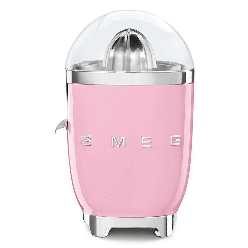 Exprimidor eléctrico Smeg CJF11PKEU – Retro rosa, Sensor presión 70 W, Piezas aptas lavavajillas