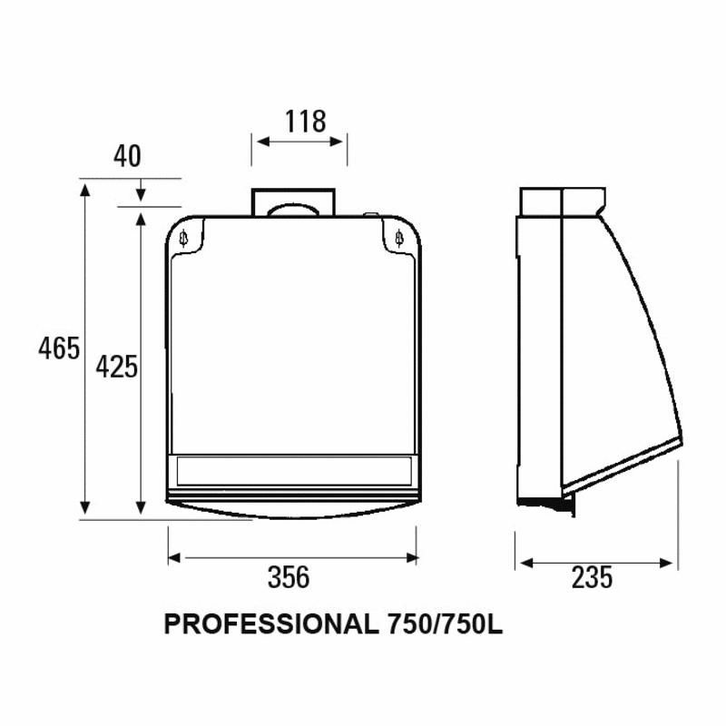 Extractor integrable Cata Professional 750 – 600 m³/h, 49 dB, Blanco