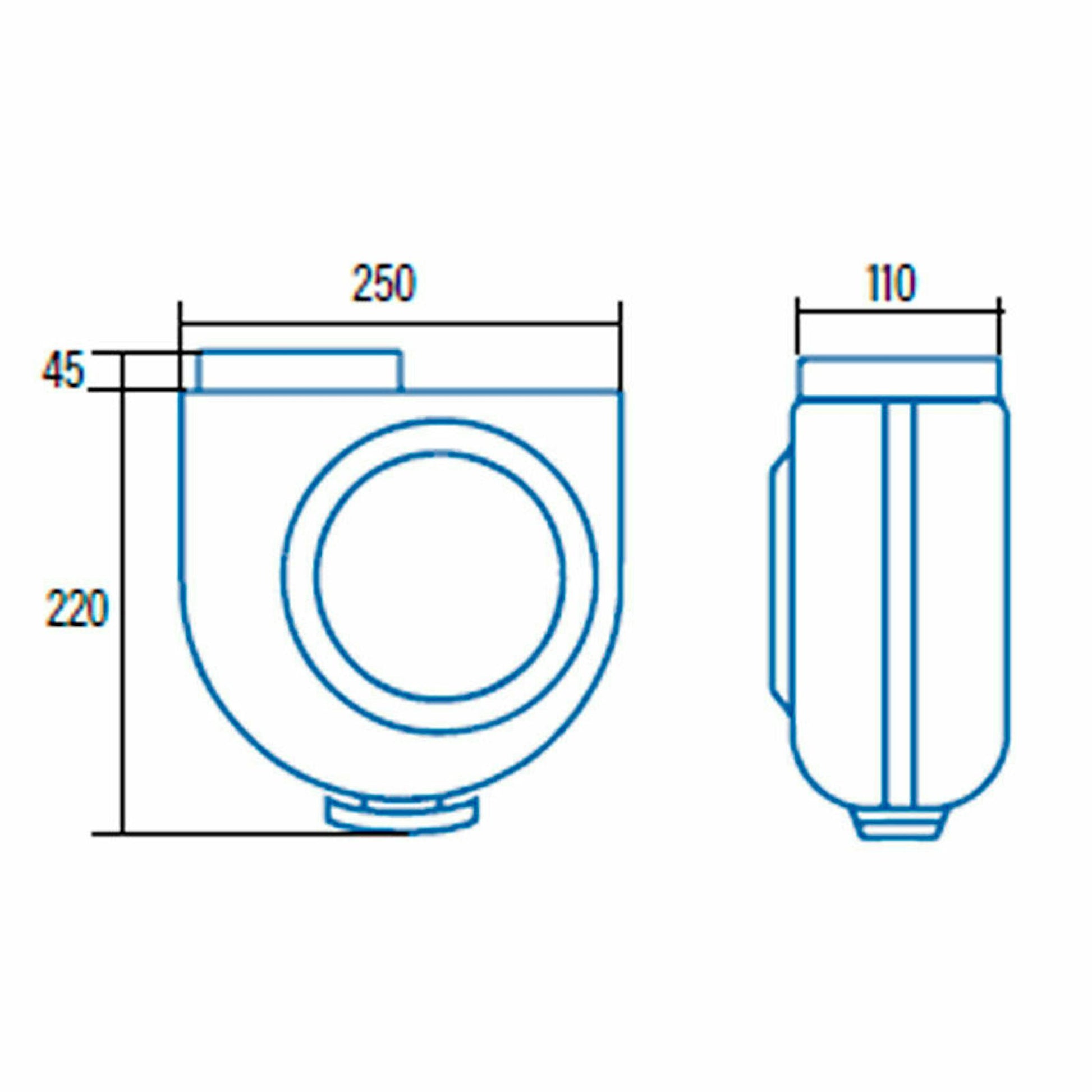 Dibujo técnico del extractor de cocina integrable Cata GS 400 M con vistas frontal y lateral y medidas