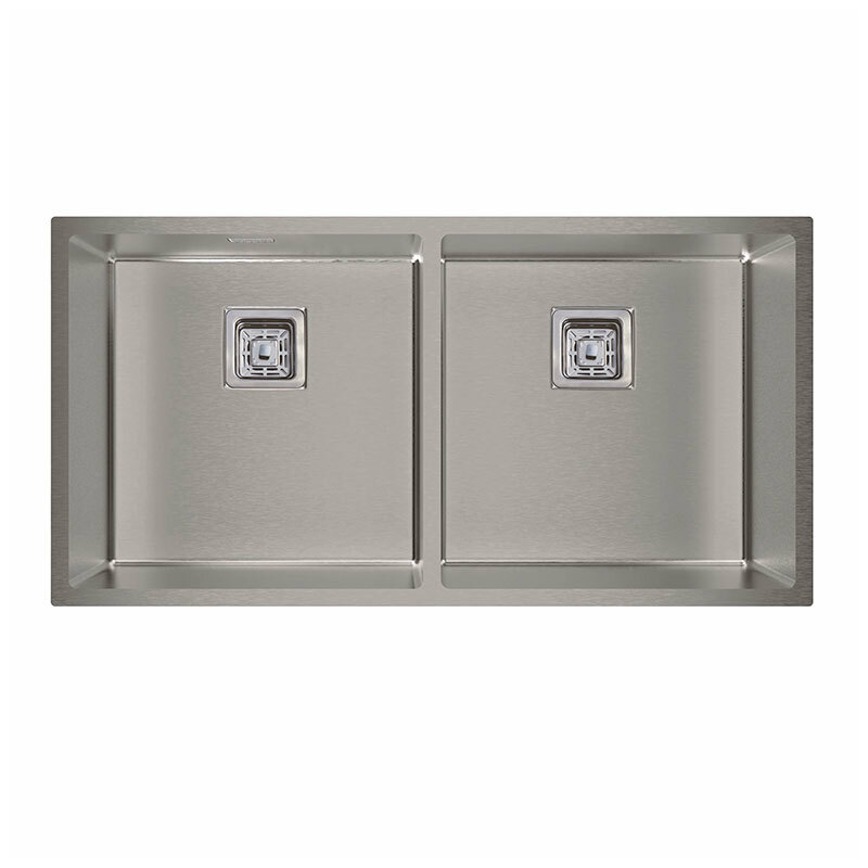 Fregadero bajo encimera Cata CB-2 40-40 R10 X – 2 cubetas, Prof. 24 cm, Acero inox AISI 304