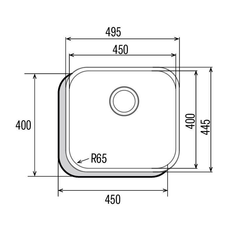 Fregadero bajo encimera CATA CBP 45-40 – Acero AISI 304 satinado, 49,5x44,5 cm, Prof. 20 cm