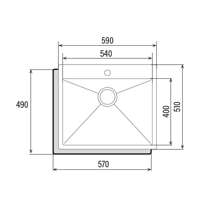Fregadero sobre encimera CATA CBS-1 54-40 R10 – Acero inoxidable 1,2 mm, cubeta 20 cm, sin escurridor