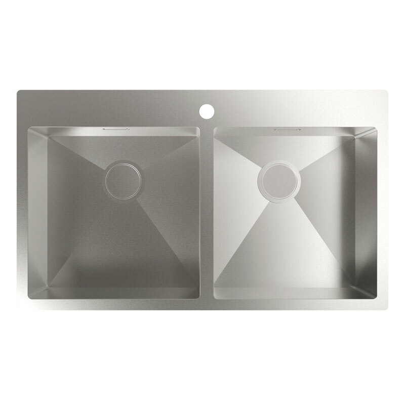 Fregadero doble seno Cata CBS-2 40-40 R10 – Acero inox AISI 304, Sobre encimera, Profundidad 20 cm