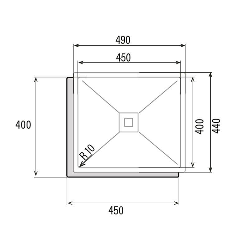 Fregadero bajo encimera Cata CB 45-40 R10 – Acero inoxidable AISI 304 cepillado, 49x44 cm, Profundidad 20 cm