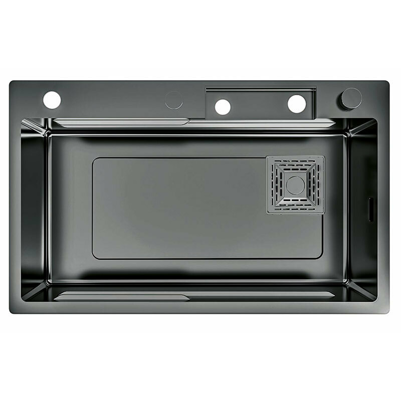 Fregadero sobre encimera Cata CDC X – Acero inoxidable AISI 304, Negro mate, 75 x 45 cm