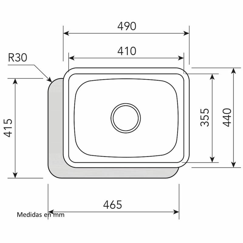 Fregadero sobre encimera CATA CSS-1 – Acero inoxidable, 1 cubeta 15 cm, 50 cm