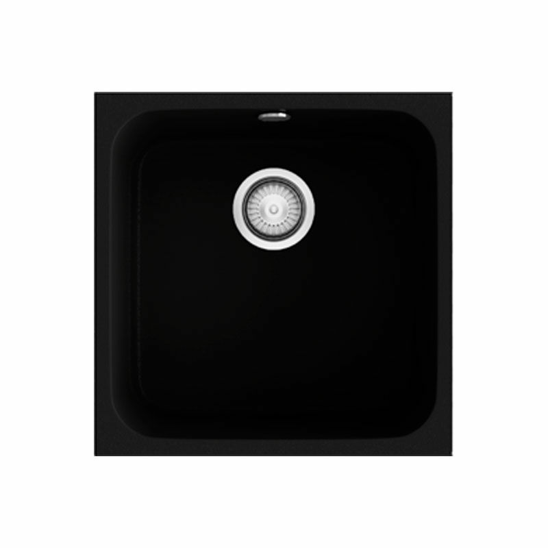 Fregadero 1 seno Poalgi Essenzial 40 – Sobre encimera, Negro, Resina antibacteriana