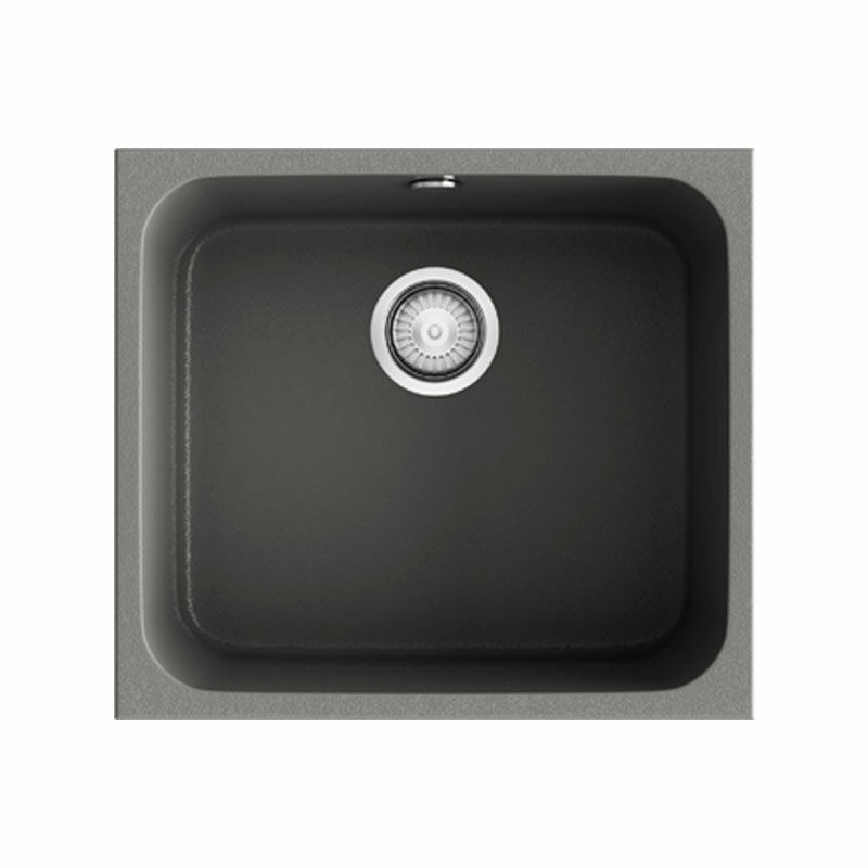 Fregadero 1 cubeta Poalgi Essenzial 50 – Bajo encimera, Cubeta 20 cm, Resina gris pulido