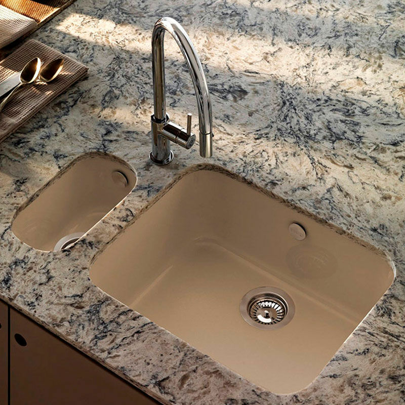 Fregadero bajo encimera Poalgi Gandia 15 – Resina beige, 34×19,5 cm, Antibacteriano