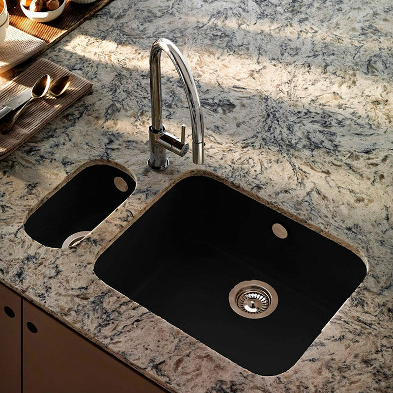 Fregadero 1 seno Poalgi Gandia 15 (SS161) – Roc Stone® negro, Bajo encimera, Antibacteriano