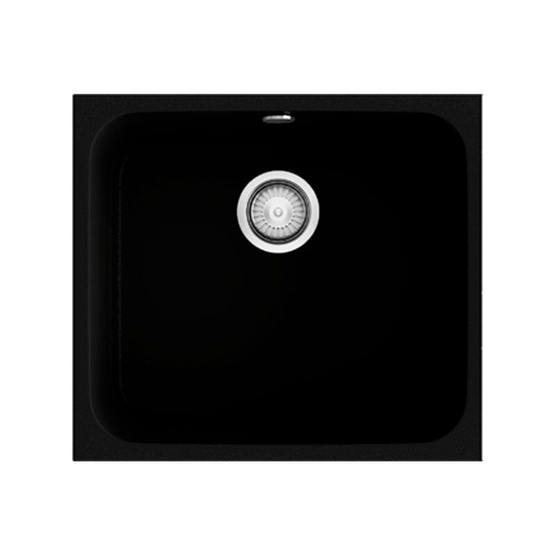 Fregadero Poalgi Gandia 50 – Composite Roc-Stone, Negro brillo, Para mueble 60 cm