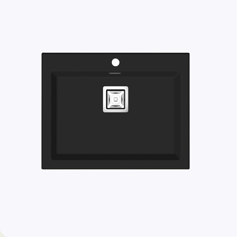 Fregadero 1 cubeta Poalgi Kobus 822 Alto – Sobre encimera, Cubeta 22,5 cm, Acabado Basalt negro