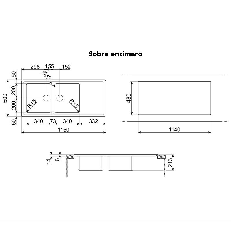Fregadero Smeg LDR116-2