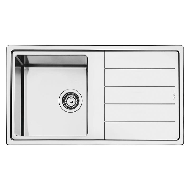 Fregadero Smeg LDR861-2 – Acero inoxidable cepillado, 1 cubeta profunda reversible, Semifilo ultra baja