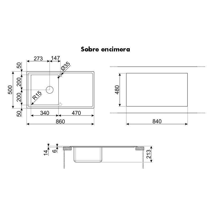 Fregadero Smeg LDR861-2 – Acero inoxidable cepillado, 1 cubeta profunda reversible, Semifilo ultra baja