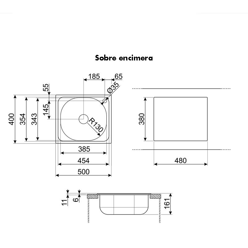 Fregadero Smeg LYP401FD – Enrasado, Acero inoxidable AISI 304, 1 cubeta