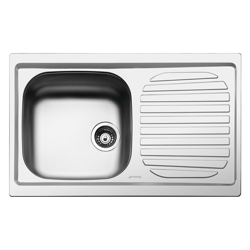 Fregadero Smeg LYP791D – Sobre encimera 79 cm, Acero inoxidable AISI 304, Escurridor derecho