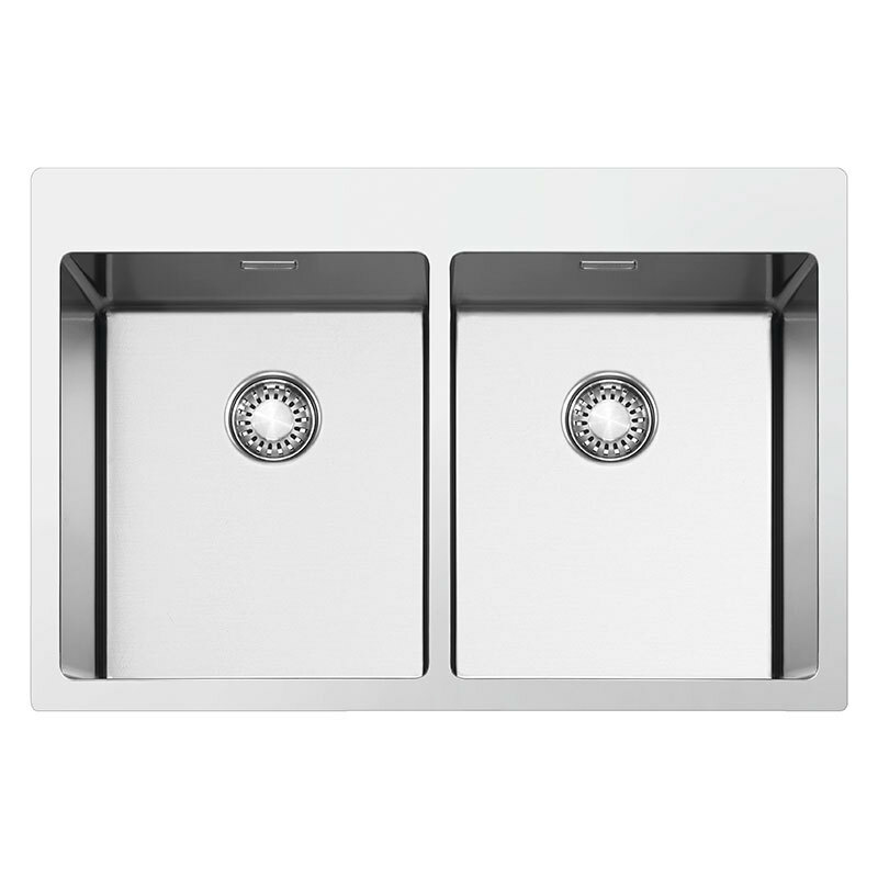 Fregadero Smeg VR12S3434 – Doble cubeta, AISI 304 cepillado, Filotop/encastrado 74 cm