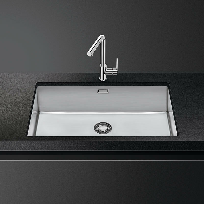 Fregadero de cocina Smeg VR12S70 – Enrasado/encastrado, 1 cubeta 700 x 400 mm, Acero inoxidable cepillado