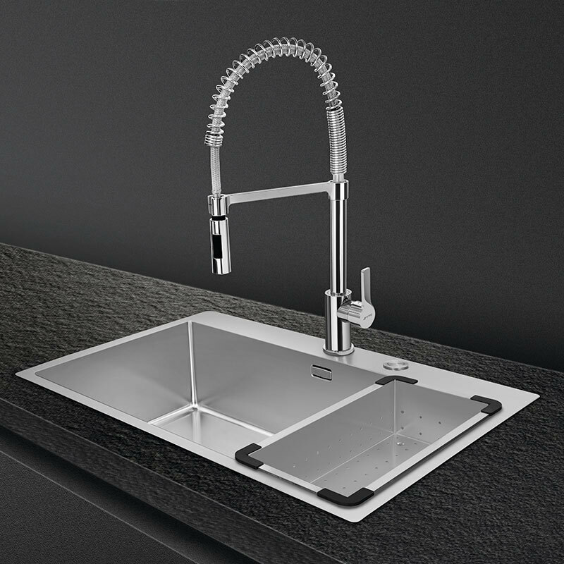 Fregadero de cocina Smeg VR12S70 – Enrasado/encastrado, 1 cubeta 700 x 400 mm, Acero inoxidable cepillado