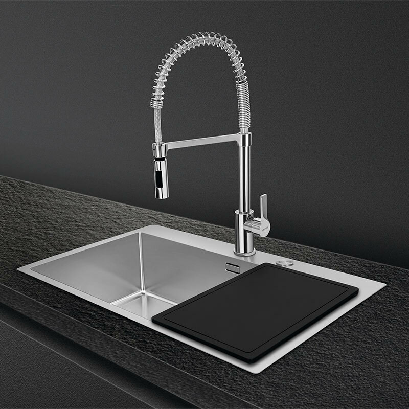 Fregadero de cocina Smeg VR12S70 – Enrasado/encastrado, 1 cubeta 700 x 400 mm, Acero inoxidable cepillado