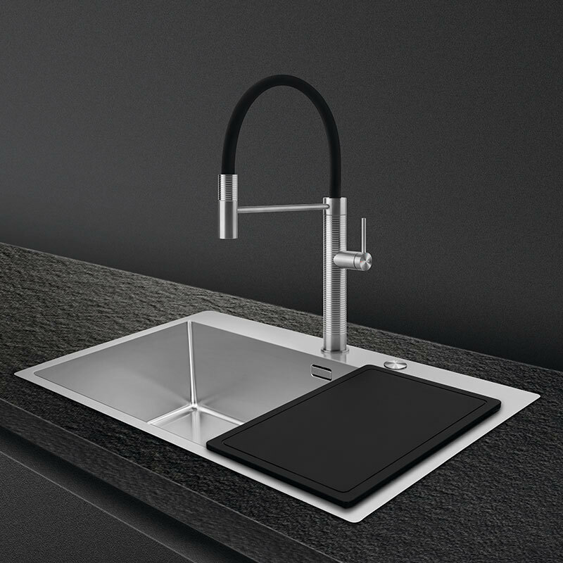 Fregadero de cocina Smeg VR12S70 – Enrasado/encastrado, 1 cubeta 700 x 400 mm, Acero inoxidable cepillado