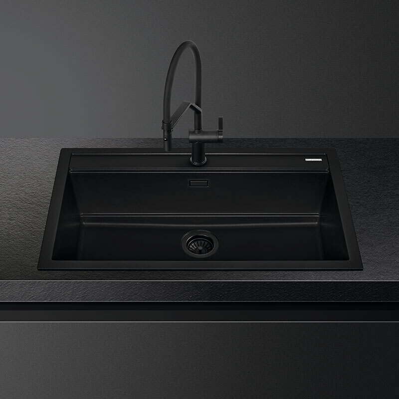 Fregadero Smeg VSGX860MN – Enrasado, Granito negro mate, 1 cubeta profunda