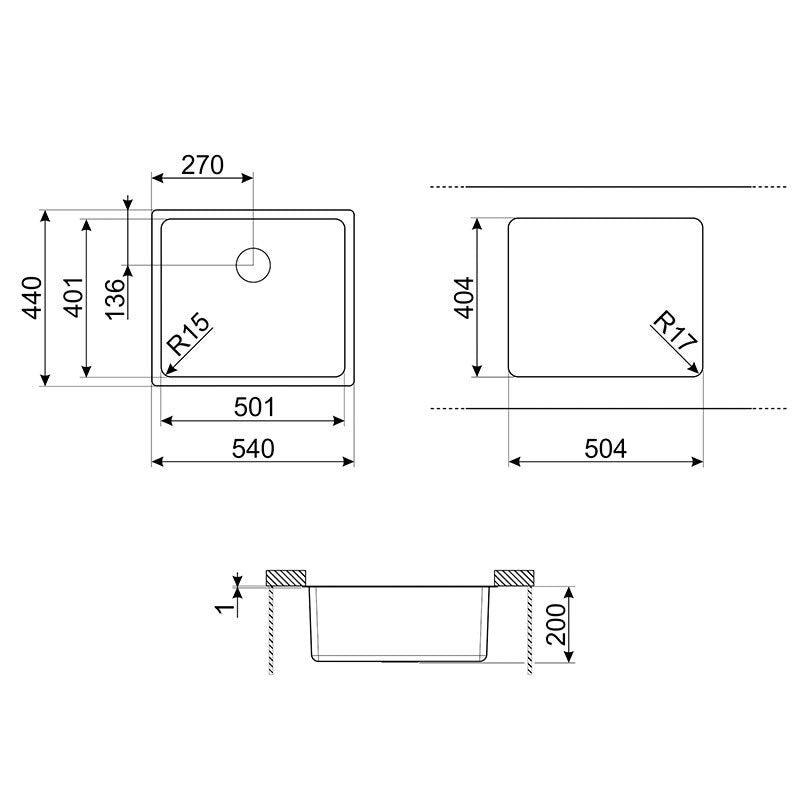 Fregadero Smeg VSTR71BRX