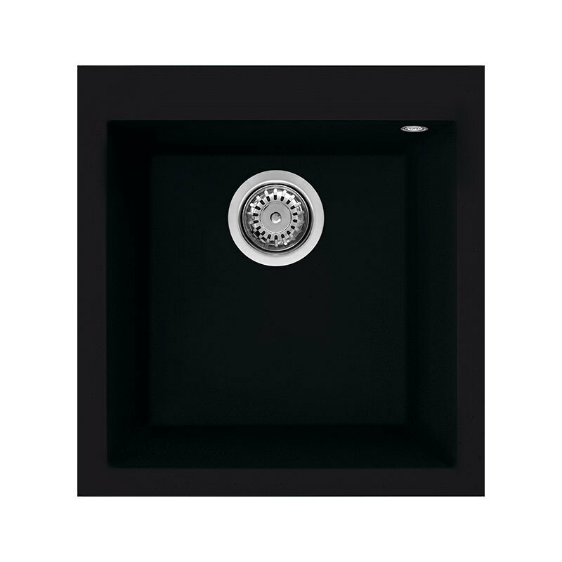 Fregadero Smeg VZ45N – Sobre encimera 45 cm, Negro texturizado, Composite granito