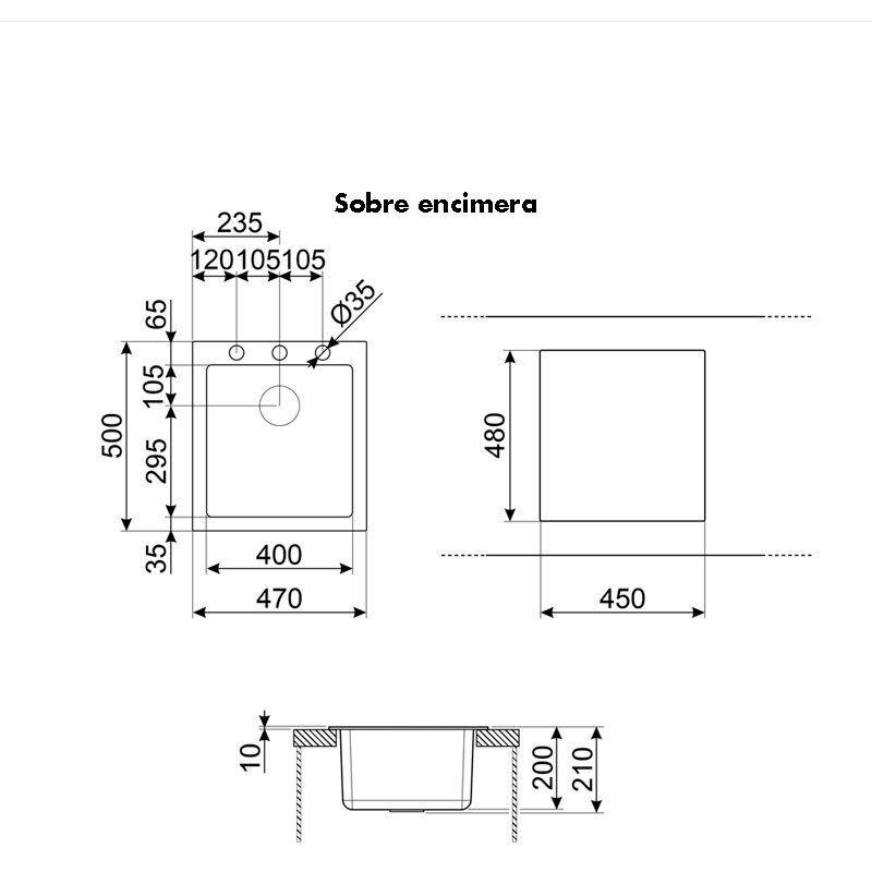 Fregadero Smeg VZ45N – Sobre encimera 45 cm, Negro texturizado, Composite granito