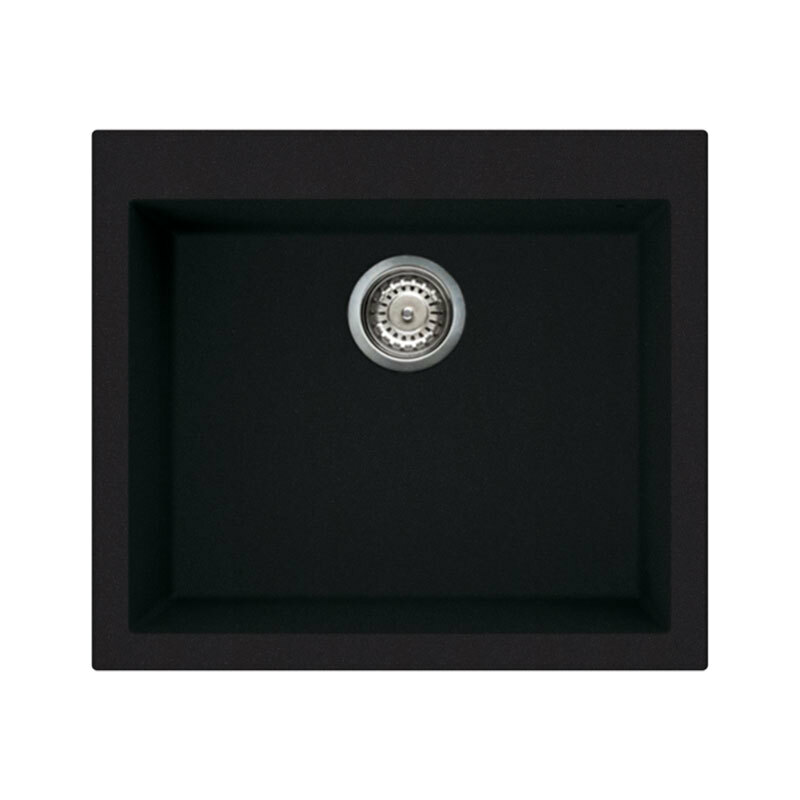 Fregadero de granito Smeg VZ57N – Enrasado, Negro texturizado, Cubeta profunda 21 cm