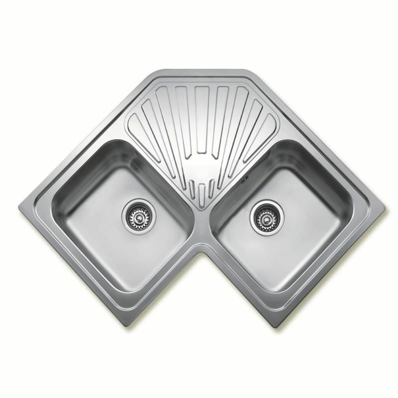 Fregadero angular encastrado Teka ANGULAR 2C SF – 2 cubetas, Inox 18/10, Enrasado 90 cm