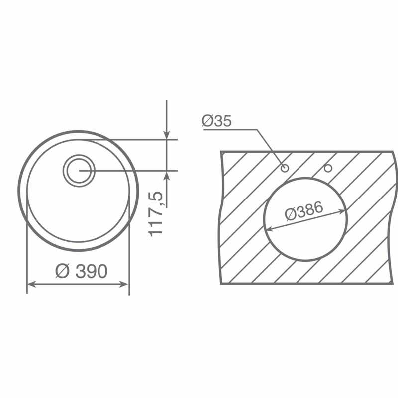 Fregadero bajo encimera Teka BE Ø39 – Inox 18/10, Ø39 cm, Prof. 18 cm
