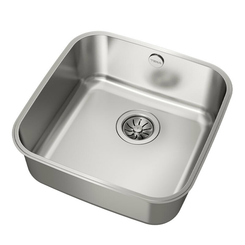 Fregadero bajo encimera Teka BE 40.40 – Acero inoxidable 18/10, Cubeta 41×18 cm, Válvula canasta 3½"