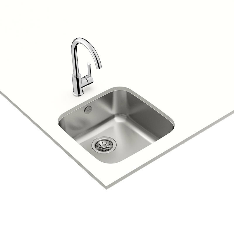 Fregadero bajo encimera Teka BE 40.40 – Acero inoxidable 18/10, Cubeta 41×18 cm, Válvula canasta 3½"