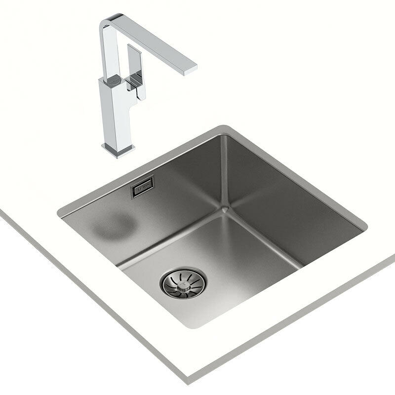 Fregadero 1 cubeta Teka BE LINEA RS15 40.40 PureClean – Bajo encimera, Acero inox 18/10, Cubeta 200 mm