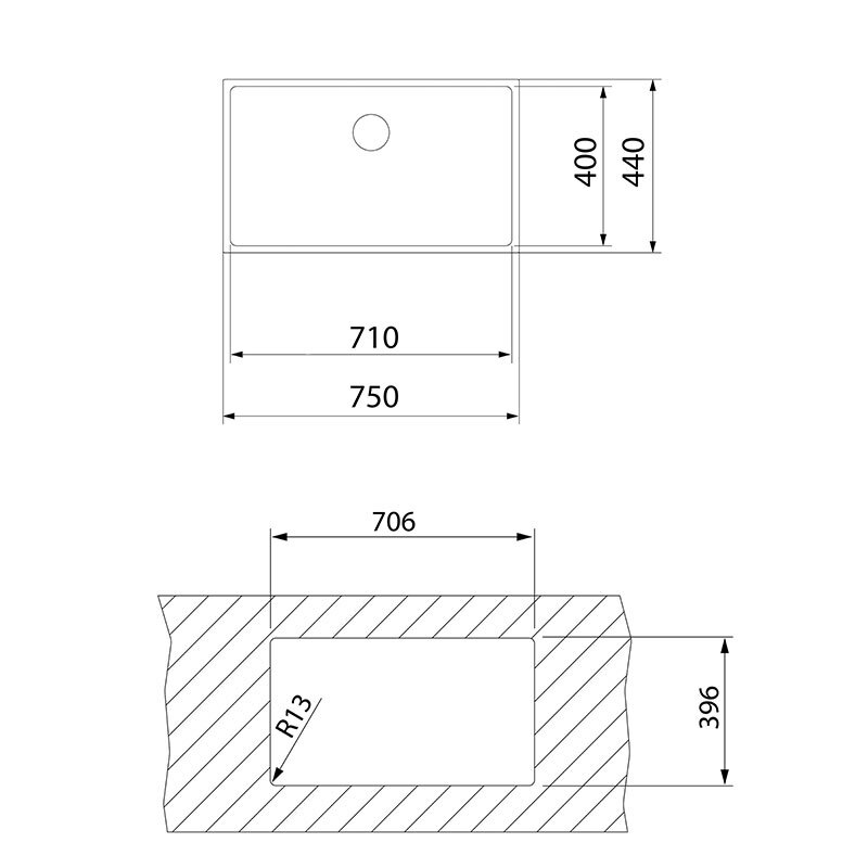 Fregadero bajo encimera Teka BE LINEA RS15 71.40 PureClean – 1 cubeta, Inox PureClean, 75 cm ancho