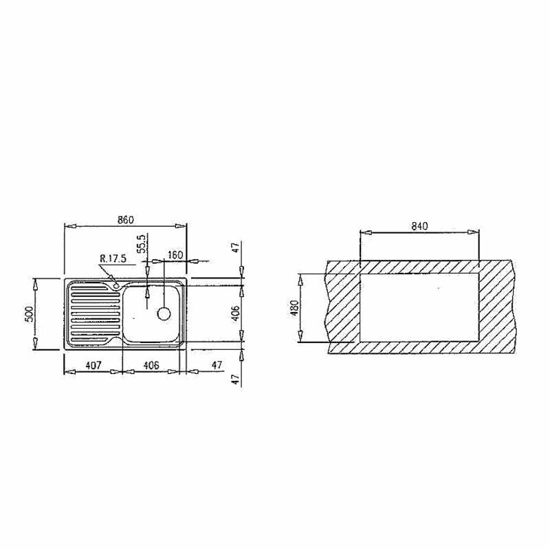Fregadero encastrado Teka CLASSIC 1C 1E – Acero inox 18/10, 1 cubeta 41 cm, Escurridor derecha