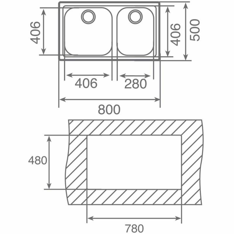 Fregadero encastrado Teka CLASSIC 2C 80 – 80 cm, 2 cubetas profundas, Acero inoxidable
