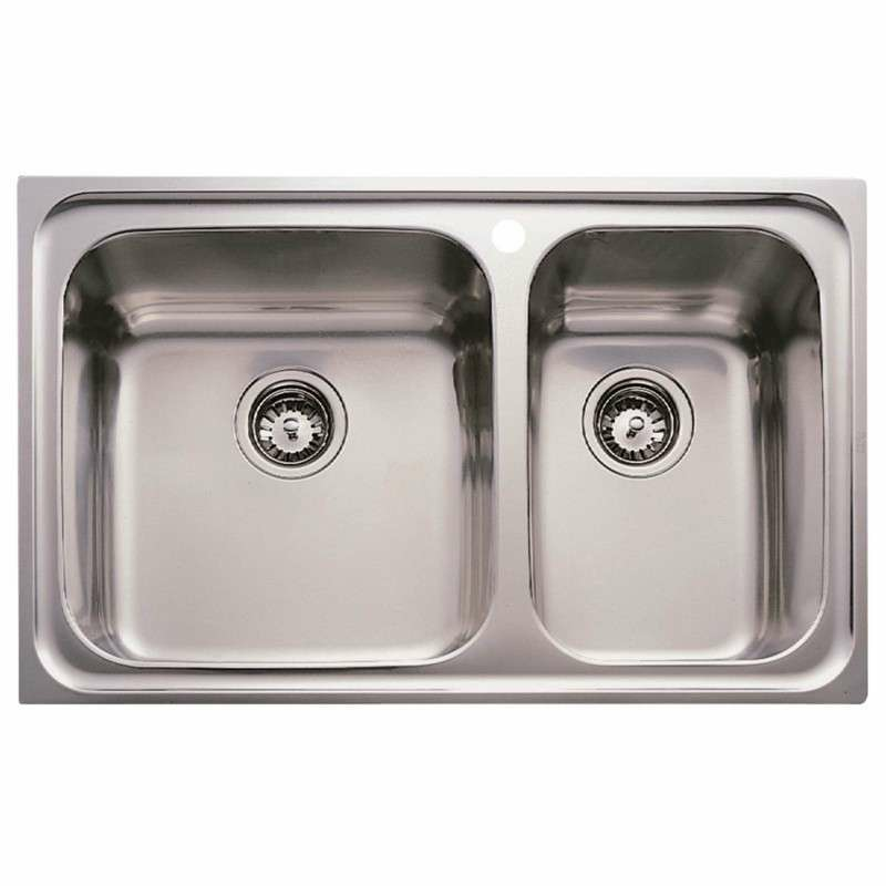 Fregadero encastrado Teka CLASSIC 2C 80 – 80 cm, 2 cubetas profundas, Acero inoxidable