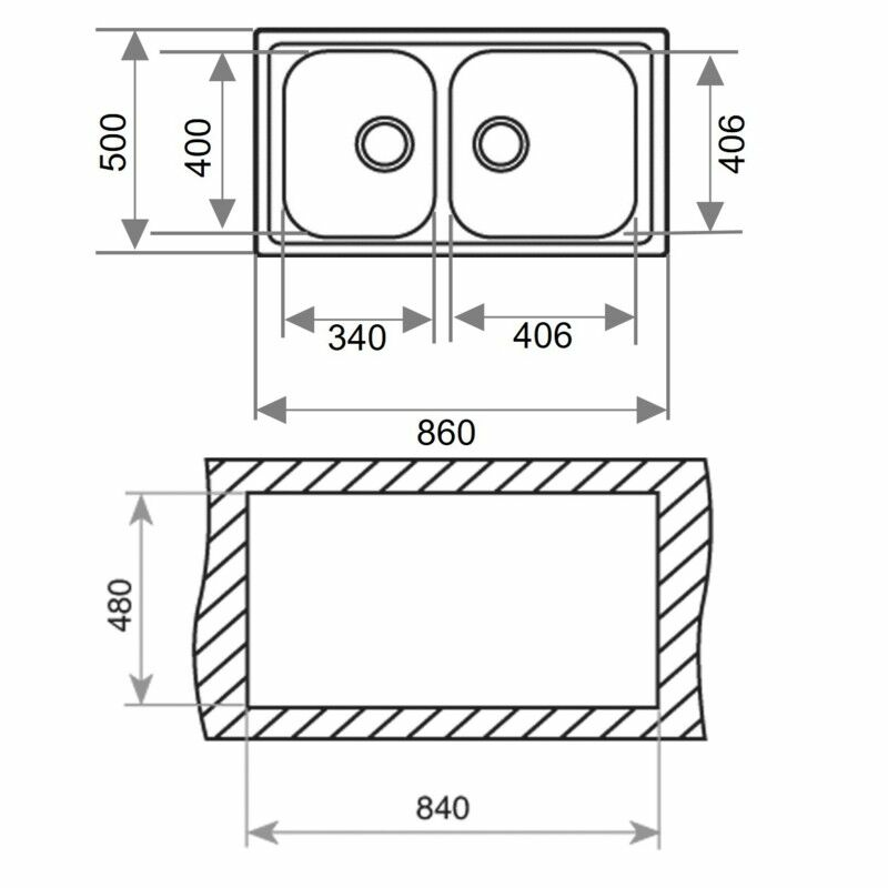Fregadero encastrado Teka CLASSIC 2C 86 – Acero inox 18/10, 2 cubetas 19 cm, Reversible