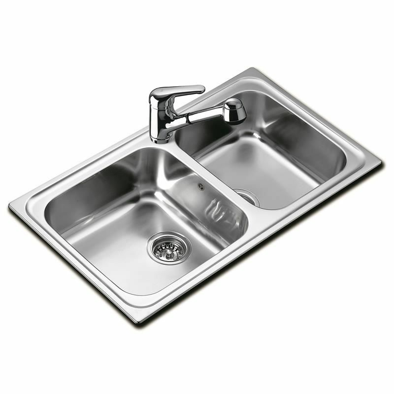 Fregadero encastrado Teka CLASSIC 2C 86 – Acero inox 18/10, 2 cubetas 19 cm, Reversible