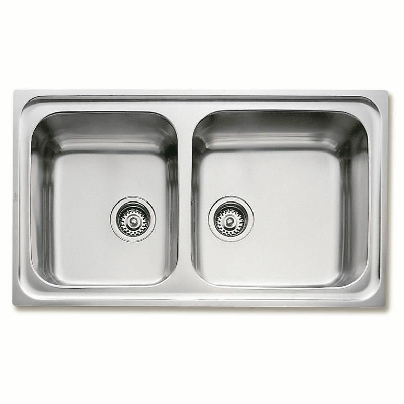 Fregadero encastrado Teka CLASSIC 2C 86 – Acero inox 18/10, 2 cubetas 19 cm, Reversible