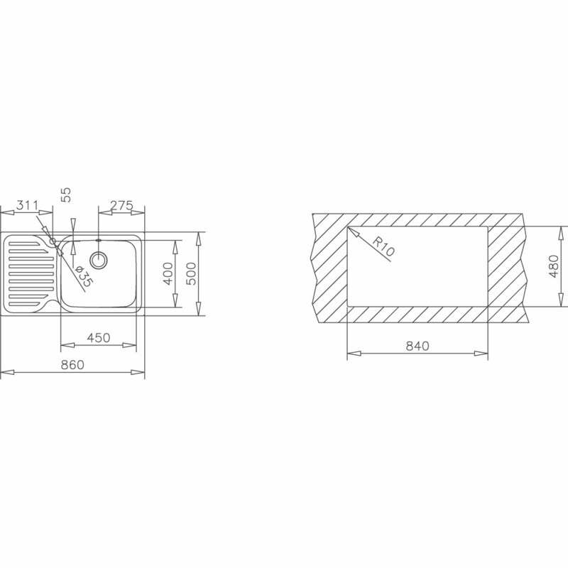 Fregadero encastrado Teka CLASSIC MAX 1C 1E (11119200) – 1 cubeta 45 cm, Escurridor derecha, Acero inoxidable 18/10