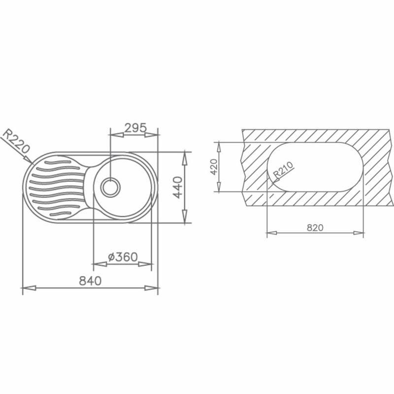 Fregadero encastrado Teka DR-80 1C 1E – Cubeta Ø36 cm, Escurridor derecho, Acero inox 18/10