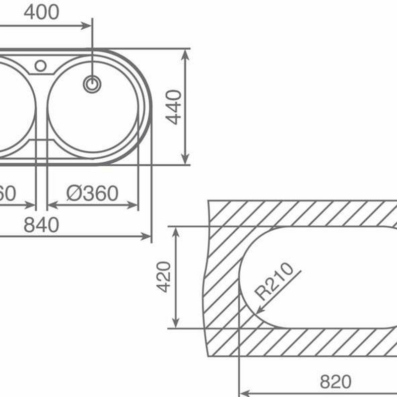 Fregadero encastrado Teka DR-80 2C – Acero inoxidable, 2 cubetas Ø36 cm, Para mueble 80 cm