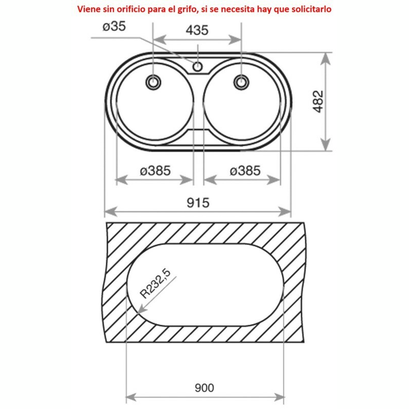 Fregadero encastrado Teka Duetta 2C – 2 cubetas, Inox 18/10, mueble 90 cm