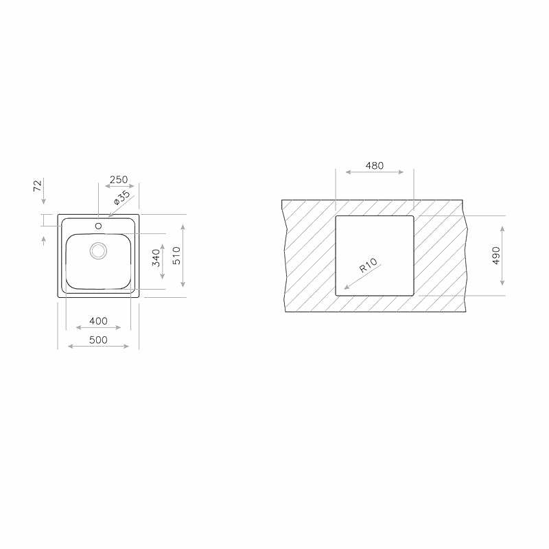 Fregadero encastrado Teka ELINE 1C – Acero inoxidable pulido, 50 cm, Cubeta 18 cm