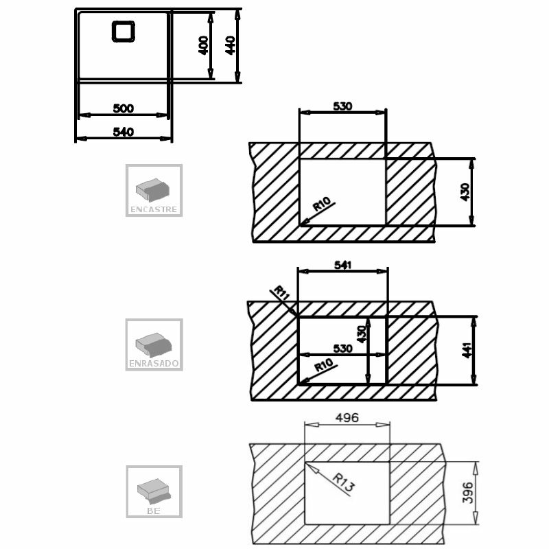 Fregadero 1 cubeta Teka FlexLinea RS15 50.40 – Inox satinado, Cubeta 20 cm, SilentSmart